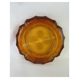 Fostoria Amber Glass Ashtray With Embossed Coin Mo