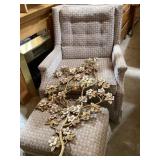 Upholstered Armchair with Ottoman and Decorative G