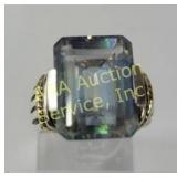 14k and Sterling Silver Ring with Emerald-Cut Gems