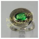 SMD Sterling Silver Ring with Green Gemstone, 3.76