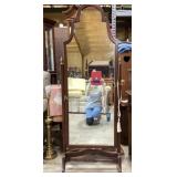 Full-Length Mahogany Cheval Mirror with Scrolled F