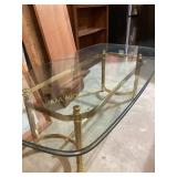 Glass Top Coffee Table with Brass Frame