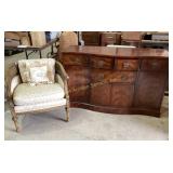 Sideboard with Veneer Finish and Upholstered Arm