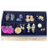 Costume Earrings and Ring with Floral and Geometri