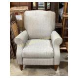 Upholstered Gray Recliner With Wooden Legs