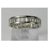 Sterling Silver Ring with Baguette-Cut Stones, Siz