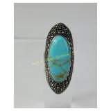 Sterling Silver Ring with Turquoise and Marcasite