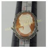 Sterling Silver Cameo Ring with Filigree Details