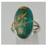 Lee Sterling Silver Ring with Turquoise Stone, 6.5