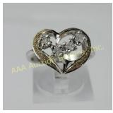 Sterling Silver Heart-Shaped Ring with CZ Accents