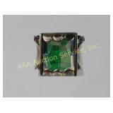 Sterling Silver .925 Ring with Green Faceted Stone