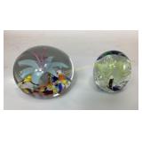 Glass Paperweights with Floral Designs and Multico