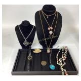 Betsy Johnson Flamingo and Bell Necklaces, costume