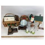 Glass angel candle holders, Scottie dog planter, b