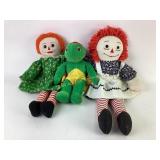 Raggedy Ann Dolls and Franklin Turtle Plush Toy