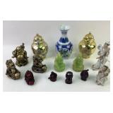 Ornate Figurines, Gold-Tone Lidded Jars, and Jade-