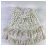 White Lace Baby Dress With Ruffles and Ribbon Acce