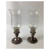 Sterling Weighted Hurricane Candle Holders with Et