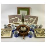 Nautical-Themed Decor and Currier & Ives Mugs with