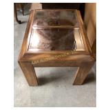 Wood Side Table with Glass Inlay Top
