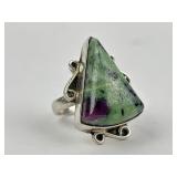Sterling Silver Stone Triangle Ring