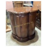 Wooden Demilune Cabinet With Storage and Scalloped