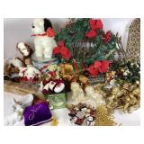 Christmas Decorations, Plush Toys, and Gold Cherub