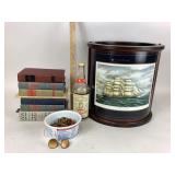 Books, Ship-Themed Decorative Drum, Advertising Wh