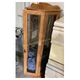 Wood Display Cabinet With Glass Shelves and Door