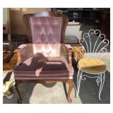 Upholstered Wingback Chair and Wrought Iron Vanity