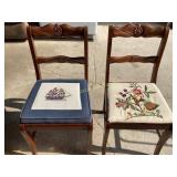 Wooden Chairs with Needlepoint Cushions
