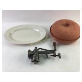 Niagara China Platter, Puritan Meat Grinder, and T