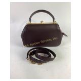 Coach Genuine Brown Leather Handbag with Gold-Tone