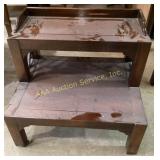 Wooden Two-Tier Step Stool with Side Lattice Desig