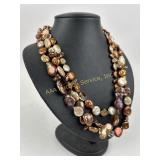 Sterling, abalone MOP & crystal bead necklace