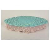 Fostoria Jenny Lind pink & blue opaque glass