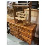 Wooden Dresser, Quilt Rack and Purdue Childrenï¿½s B