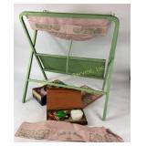 Green Metal Doll Bath and Toy Accessories