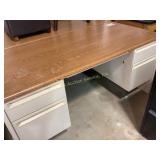 Metal Double Pedestal Desk With Wooden Laminate To