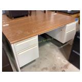 Metal Office Desk with Wood Laminate Top and Dual
