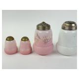Victorian acorn sugar & salt/pepper shakers pink