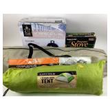 14 inch portable kettle grill, 3 person tent,