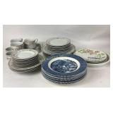 Dinnerware Including Currier & Ives Plates and Flo