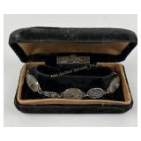 Art Deco Sterling & camphor glass bracelet.