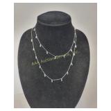 Sterling Silver Necklace with Dangling Teardrop Pe