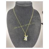 Swarovski Crystal Rabbit Pendant Necklace with Gol