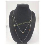 Silver-Tone 60-Inch Chain Necklace with Brown Bead