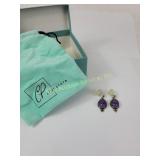 Sterling Silver Amethyst Earrings with CP Signatur