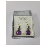 Sterling Silver Purple Copper Turquoise Dangle Ear