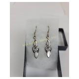 Silver Marquise Mother of Pearl Dangle Earrings